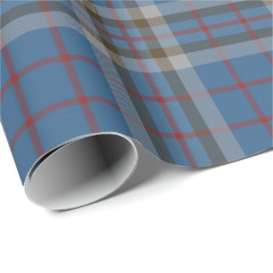 Tartan Clan Thompson Pset Blue Gray Check Cadeaupapier