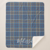 Tartan Clan Thompson Pset Blue Gray Check Custom Sherpa Deken (Voorkant)