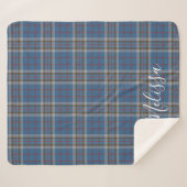 Tartan Clan Thompson Pset Blue Gray Check Custom Sherpa Deken (Voorkant (horizontaal))