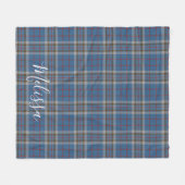 Tartan Clan Thompson Pset Blue Gray Check Fleece Deken (Voorkant (Horizontaal))
