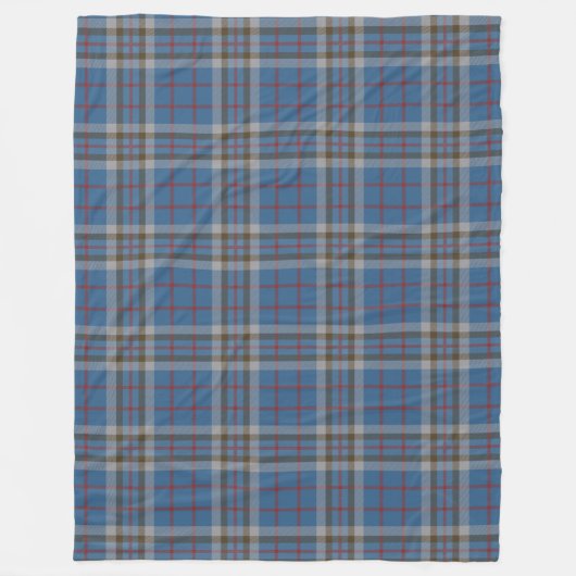Tartan Clan Thompson Pset Blue Gray Check Fleece Deken (Voorkant)