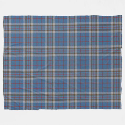 Tartan Clan Thompson Pset Blue Gray Check Fleece Deken (Voorkant (Horizontaal))