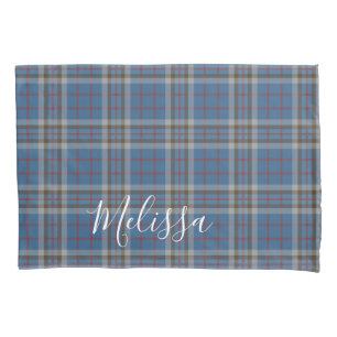 Tartan Clan Thompson Pset Blue Gray Check Kussensloop