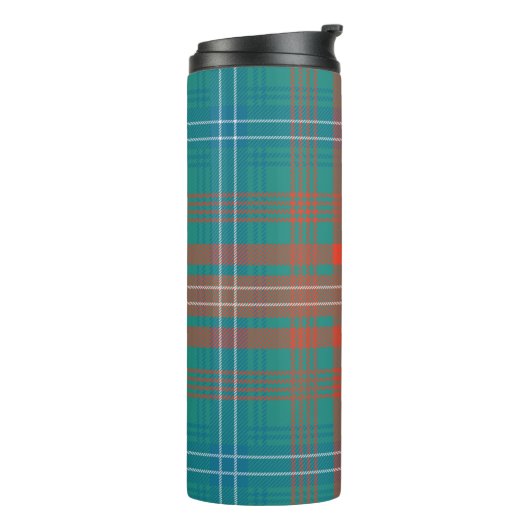 Tartan Clan Wilson Pset Oranje Turquoise Check Thermosbeker (Gedraaid links)