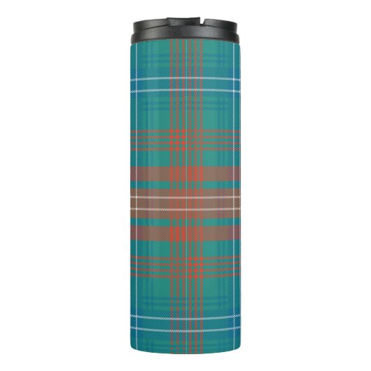 Tartan Clan Wilson Pset Oranje Turquoise Check Thermosbeker (Achterkant)