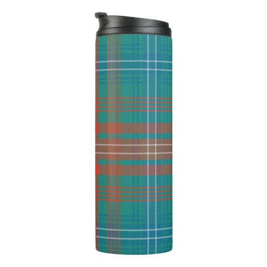 Tartan Clan Wilson Pset Oranje Turquoise Check Thermosbeker (Geroteerd rechts)