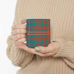 Tartan Clan Wilson Schotse ruit oranje turquoise g Koffiemok