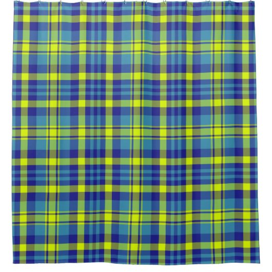Tartan controleert de blauwgele groene patroon douchegordijn (Voorkant)