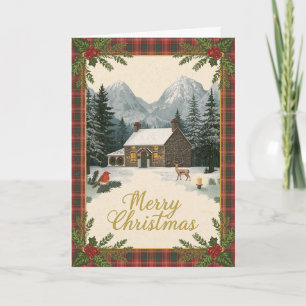 Tartan Cottage Robin Kerstkaart Kaart
