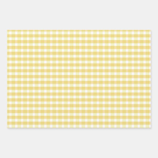 Tartan daisy lemon yellow beige set wrapping paper (Voorkant 3)
