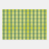 Tartan daisy lemon yellow green set wrapping paper (Voorkant)