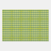 Tartan daisy lemon yellow green set wrapping paper (Voorkant 3)