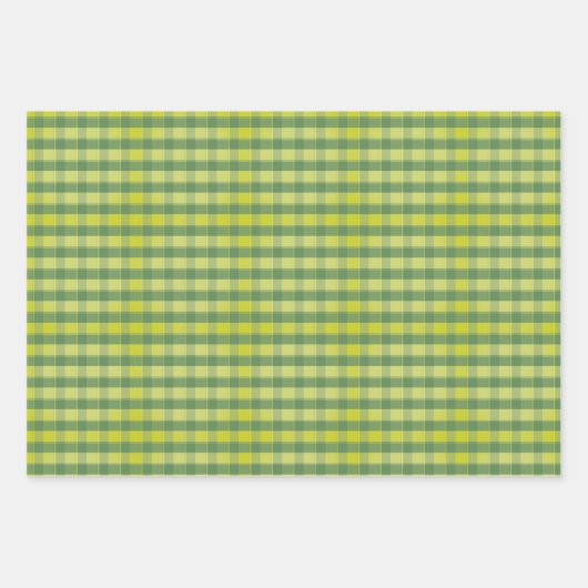 Tartan daisy lemon yellow green set wrapping paper (Voorkant 3)