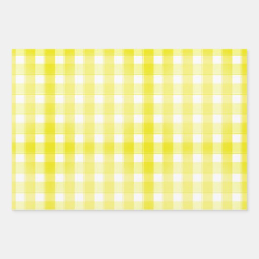 Tartan daisy lemon yellow green set wrapping paper (Voorkant)
