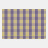 Tartan daisy lemon yellow lavender wrapping paper (Voorkant)