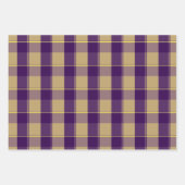 Tartan daisy lemon yellow purple wrapping paper (Voorkant)