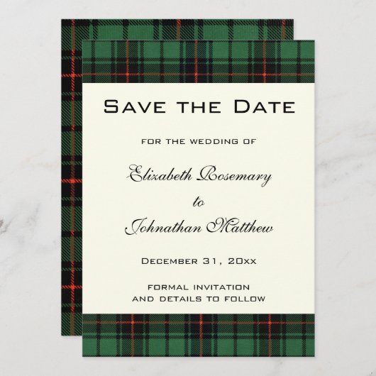  Tartan, Davidson Modern Pattern Wedding Kaart (Voorkant / Achterkant)