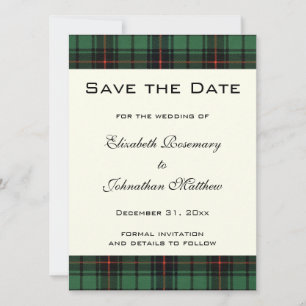  Tartan, Davidson Modern Pattern Wedding Kaart