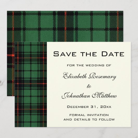 Tartan, Davidson Modern Pattern Wedding Save The Date (Voorkant / Achterkant)
