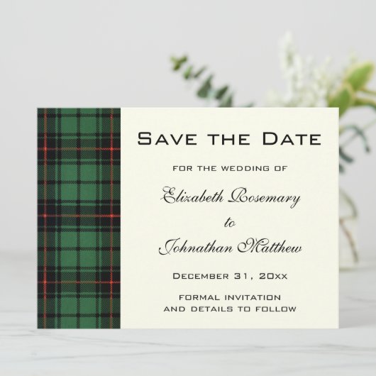  Tartan, Davidson Modern Pattern Wedding Save The Date (Staand voorkant)