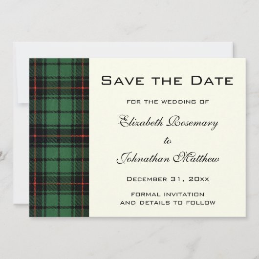 Tartan, Davidson Modern Pattern Wedding Save The Date (Voorkant)