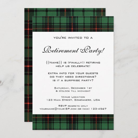  Tartan, Davidson Modern Pensioenfeest Kaart (Voorkant / Achterkant)