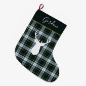 Tartan Deer Pset Clan Gordon Deer Custom Grote Kerstsok (Voorkant (Hangend))