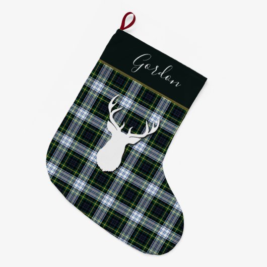 Tartan Deer Pset Clan Gordon Deer Custom Grote Kerstsok (Voorkant (Hangend))