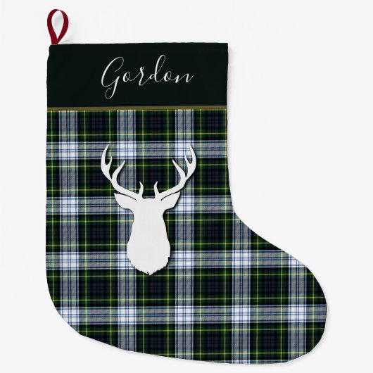 Tartan Deer Pset Clan Gordon Deer Custom Grote Kerstsok (Voorkant)