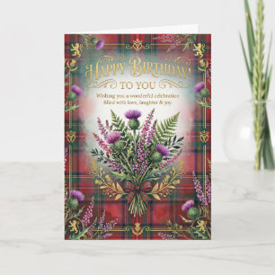 Tartan Distel Verjaardagskaart Kaart