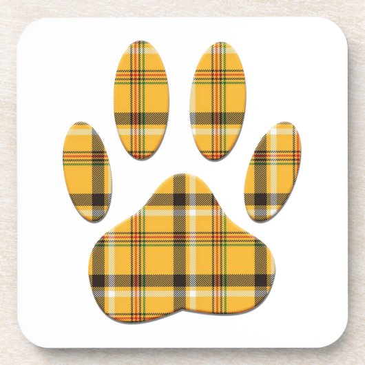 Tartan Dog Paw Print Bier Onderzetter (Voorkant)