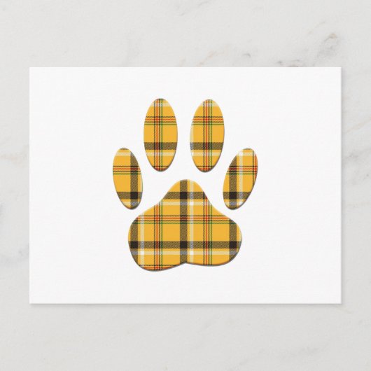 Tartan Dog Paw Print Briefkaart (Voorkant)