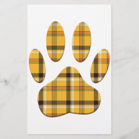 Tartan Dog Paw Print Briefpapier (Voorkant)