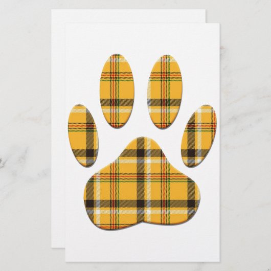 Tartan Dog Paw Print Briefpapier (Voorkant / Achterkant)