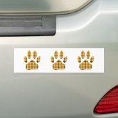 Tartan Dog Paw Print Bumpersticker (Op auto)