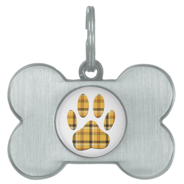 Tartan Dog Paw Print Huisdieren Naamplaatje (voorkant)