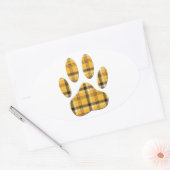 Tartan Dog Paw Print Ovale Sticker (Envelop)