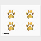 Tartan Dog Paw Print Ovale Sticker (Vel)