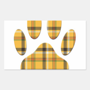 Tartan Dog Paw Print Rechthoekige Sticker