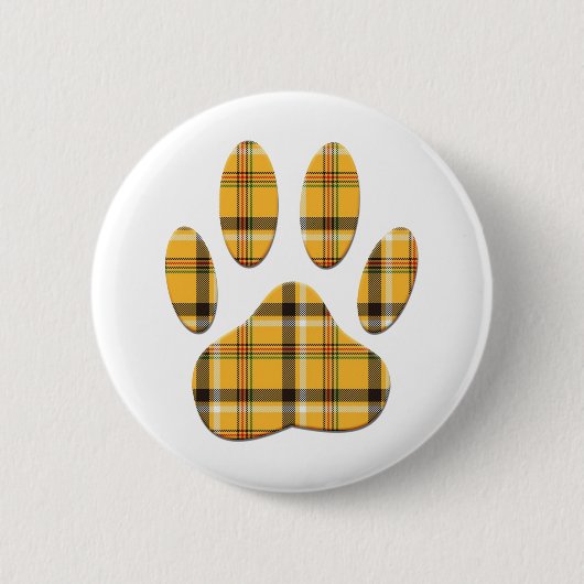 Tartan Dog Paw Print Ronde Button 5,7 Cm (Voorkant)