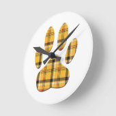 Tartan Dog Paw Print Ronde Klok (Hoek)