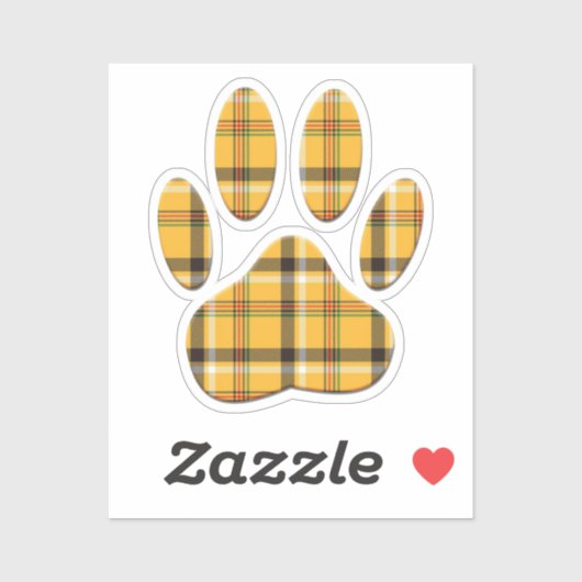 Tartan Dog Paw Print Sticker (Vel)