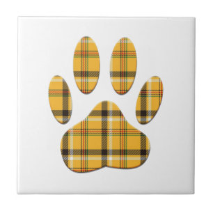 Tartan Dog Paw Print Tegeltje