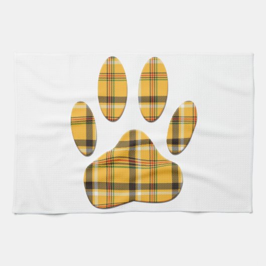 Tartan Dog Paw Print Theedoek (Horizontaal)