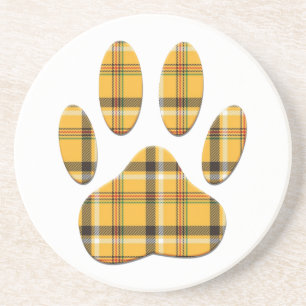 Tartan Dog Paw Print Zandsteen Onderzetter