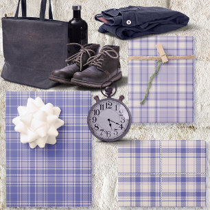 Tartan - Donker Paarse-Mauve-Cement Wit Anders Inpakpapier Vel