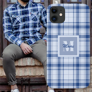 Tartan - donkerblauw tot lichtblauw - telefoongeva Case-Mate iPhone case