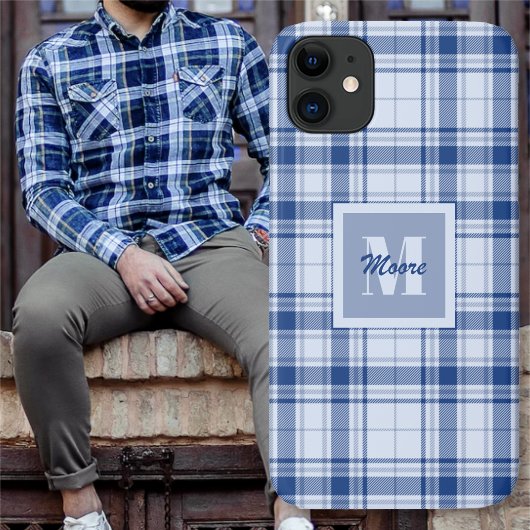 Tartan - donkerblauw tot lichtblauw - telefoongeva Case-Mate iPhone case
