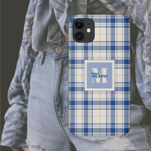 Tartan - Donkerblauwe crème Achtergrond - Telefoon Case-Mate iPhone Case
