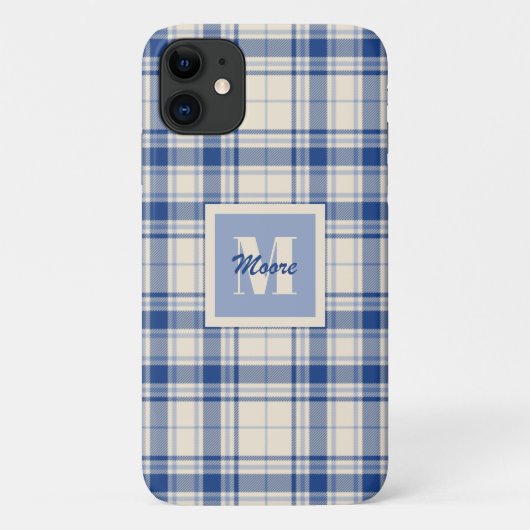 Tartan - Donkerblauwe crème Achtergrond - Telefoon Case-Mate iPhone Case (Achterkant)